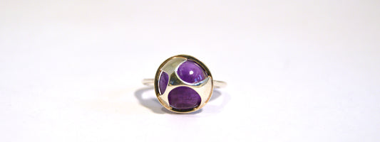 925 Silver & Amethyst set-from-behind ring