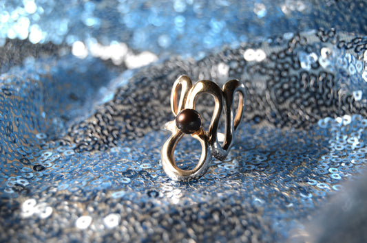 Black Pearl & 925 Silver Ring